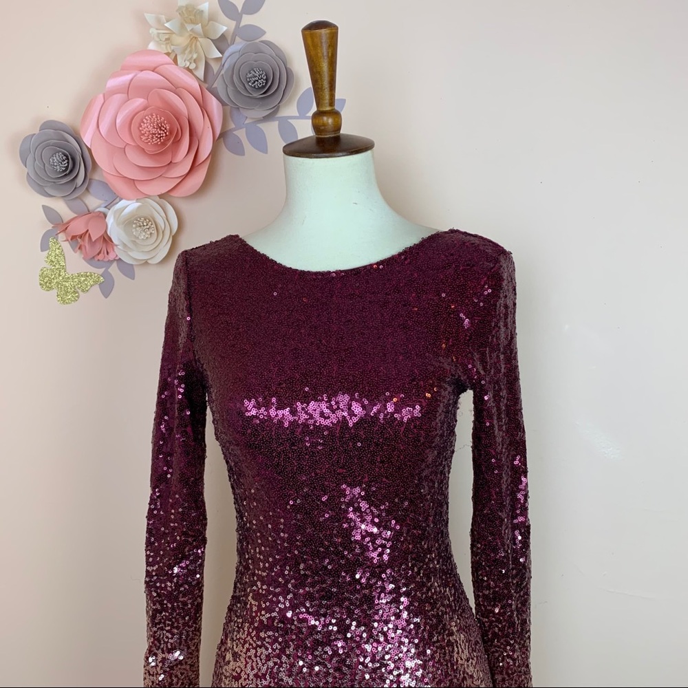 Mind Code Purple Sequin Backless Dress - image 3